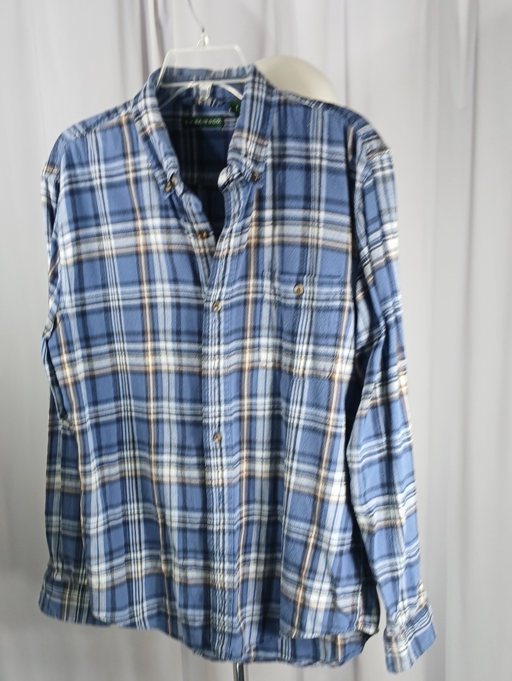 G.H. Bass & Co. Blue Plaid Cotton Button-Down Shirt